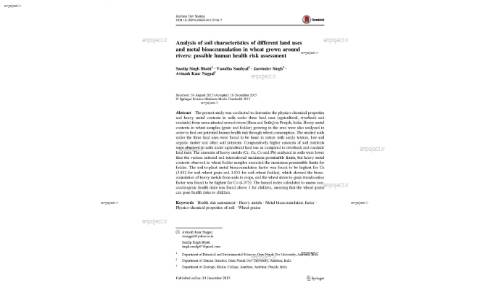 Analysis of soil characteristics of different land uses and metal bioaccumulation in wheat grown around rivers: possible human health risk assessment